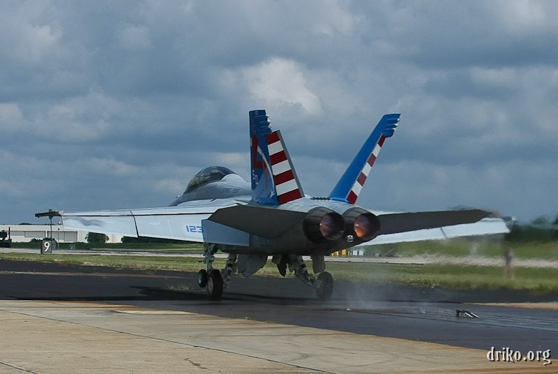 IMG_9621_800.jpg - The nose wheel of Salty Dog 123 (F/A-18F from VX-23) lifts off after launch from the TC-7 Steam Catapult at Patuxent River NAS.
