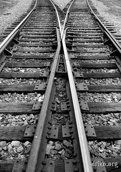 IMG_0383.JPG - Convergence   I like the symmetry of this shot, taken in Richmond at the famous  Triple Crossing , "the only place in North America where three Class I railroads cross at different levels at the same spot."  The pictures I took of that crossing were not nearly as dramatic as that description, but at least this black and white treatment of a nearby scene serves as a nice reminder of the day.  For more photos like this, please take a look at  this gallery .   