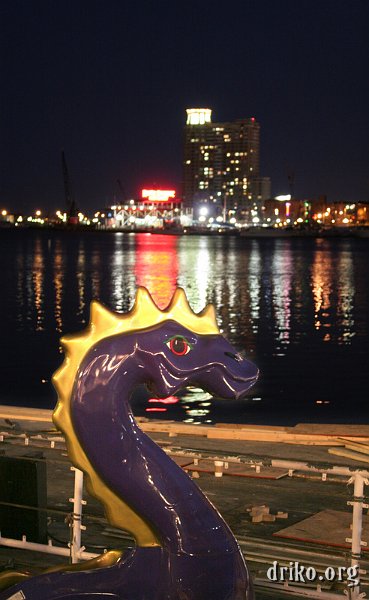 IMG_3110.jpg - A night shot of a "dragon" paddle boat in Baltimore's Inner Harbor