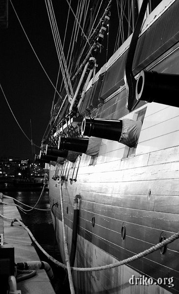 IMG_3116.jpg - A black and white conversion of cannons on the U.S.S Constellation